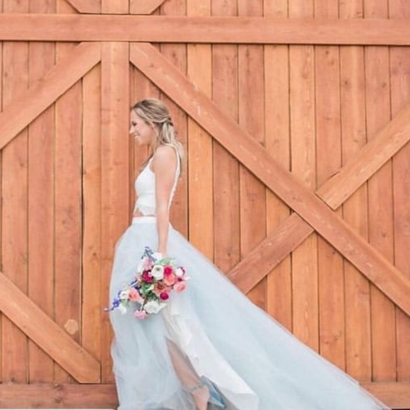 Lillian Wild “Addie” wedding top. Ivory Vine Lace crop - Picture 2 of 7